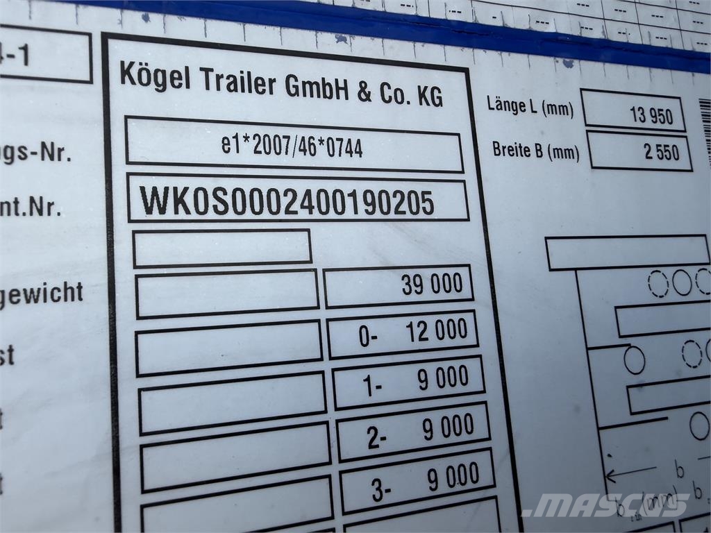 Kögel SN 24 VIN 205 Plachtové návěsy
