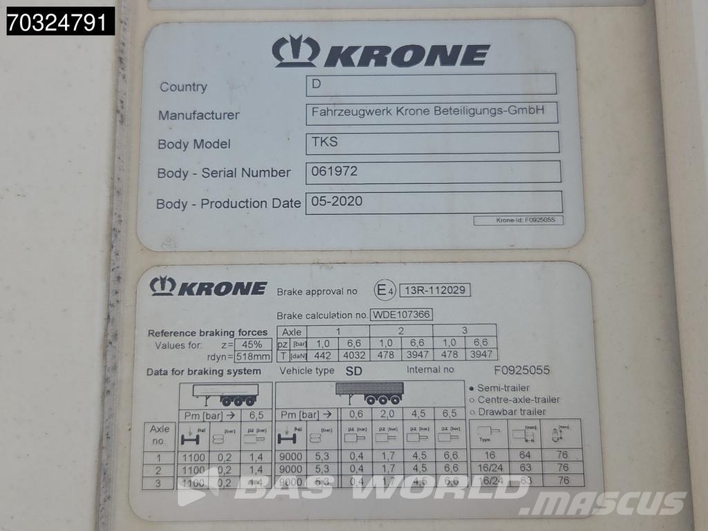 Krone SD Frigo Fridge Doppelstock 冷凍冷蔵トレーラー