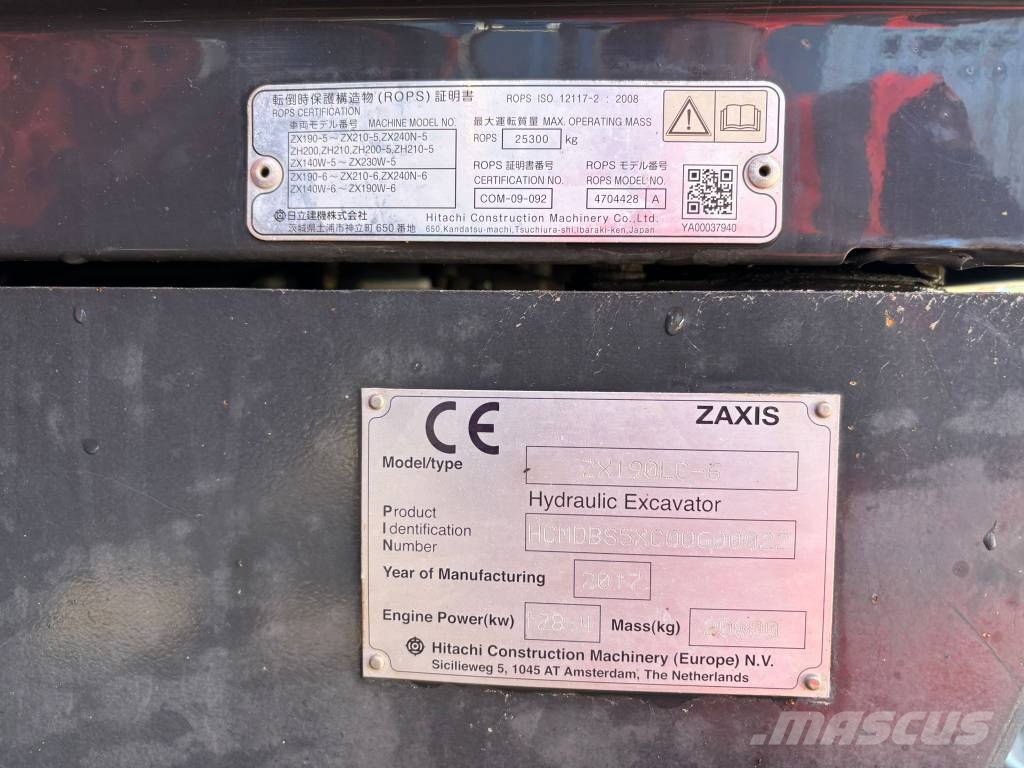 Hitachi ZX 190 LC-6, 2017, Numansdorp, Zuid-Holland, Netherlands