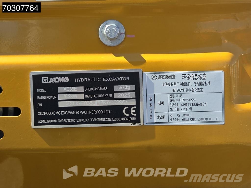 XCMG XE35 E FACTORY WARRANTY - YANMAR ENGINE - CE CERTI Mini excavatoare < 7t
