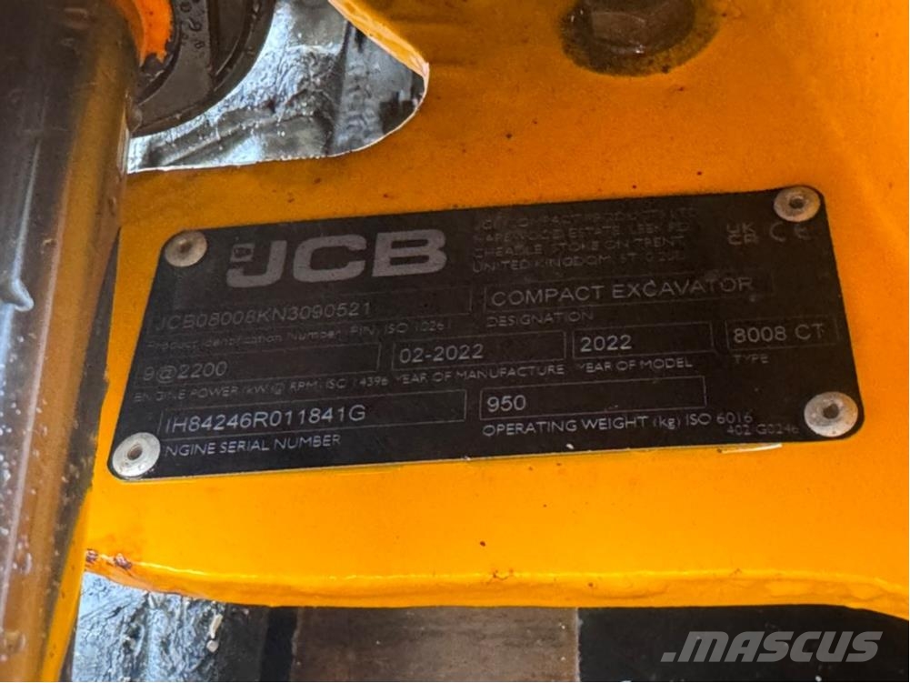 JCB 8008 - CONSIGNED TO TCH JCB AUCTION Mini excavators < 7t (Mini diggers)