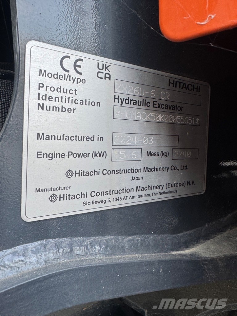 Hitachi ZX 26 U-6 CR حفارات صغيرة أقل من 7 طن (حفارات صغيرة)