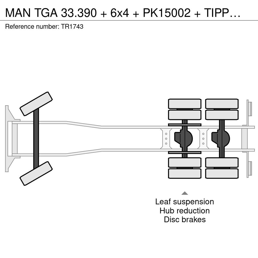 MAN TGA 33.390 + 6x4 + PK15002 + TIPPER + MANUAL + SPR Grúas todo terreno