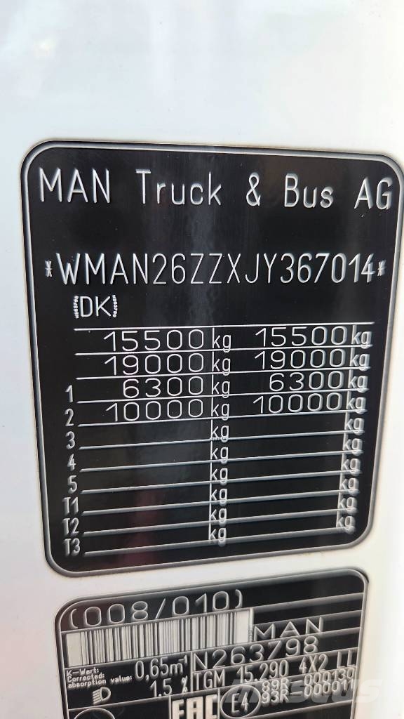 MAN TGM 15.290 4x2 HMF 1320K5 + 4x container Hakowce