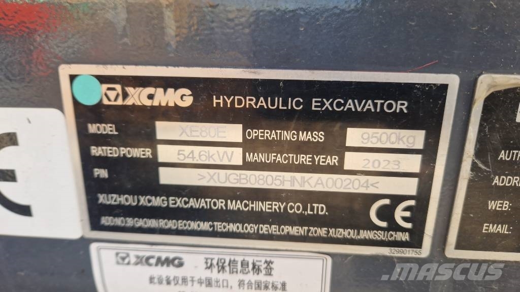 XCMG XE 80 E Midikaivukoneet 7t - 12t