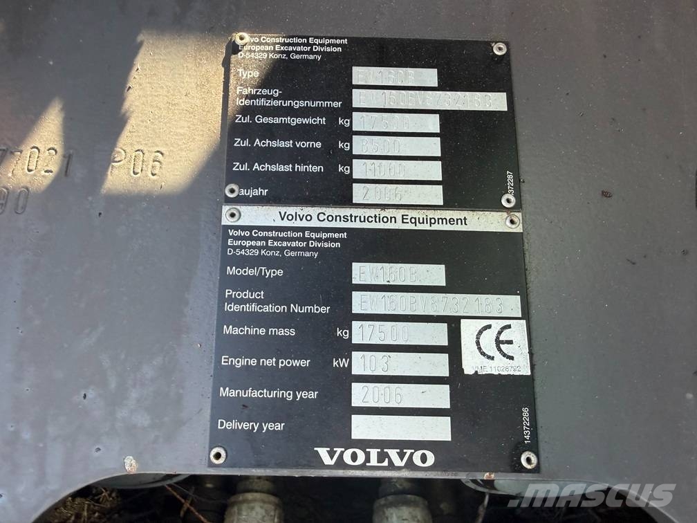 Volvo EW 160 B with rotortilt Ratasekskavaatorid