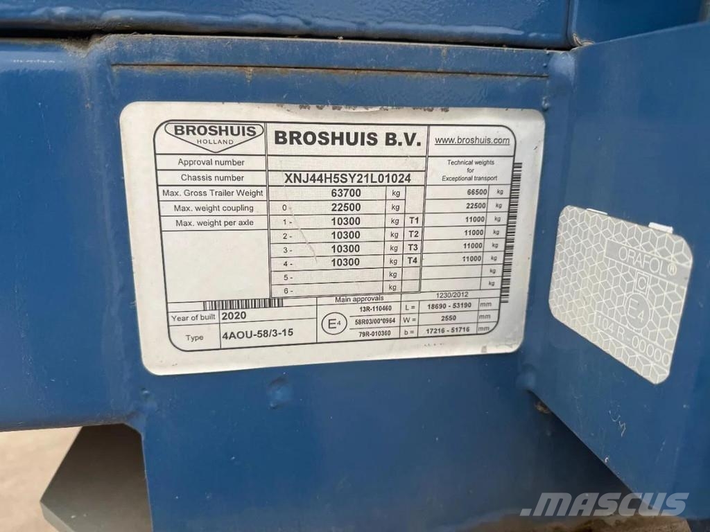 Broshuis 3 X 4AOU-58 3-15, 2014, 2016 AND 2021 4 AXLE FORCE نصف مقطورة مسطحة منخفضة