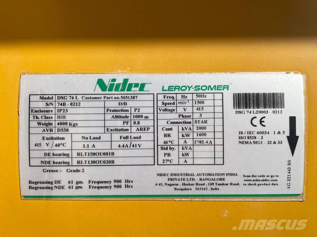 CAT 3516B - 2.250 kVA Generator - DPX-25098 Diesel Generatoren