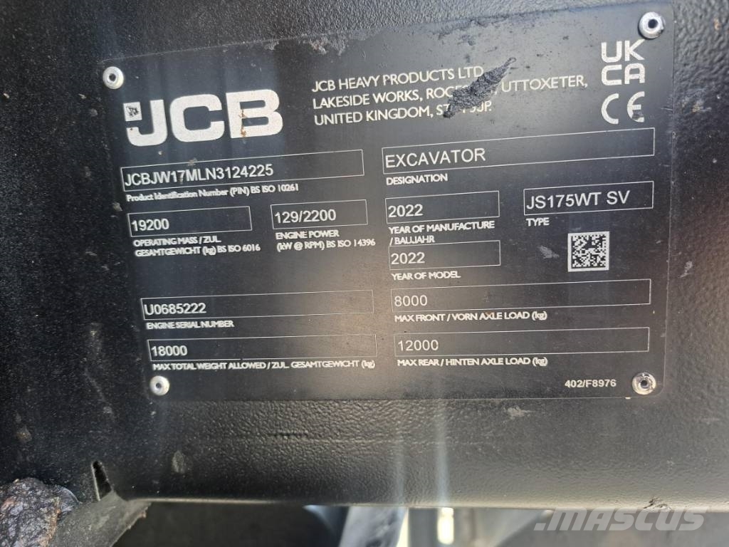 JCB JS 175 W TAB STAGE V Wielgraafmachines