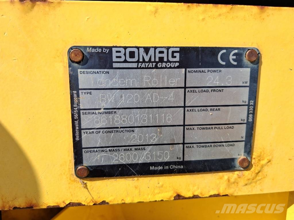 Bomag BW 120 AD-4 Porinių būgnų volai