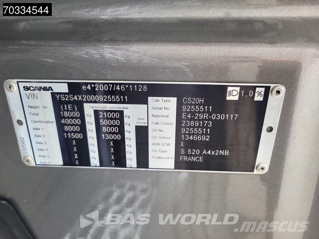 Scania S520 S 4X2 V8 Retarder Full-Air 2x Tanks Standklim 트랙터 유닛