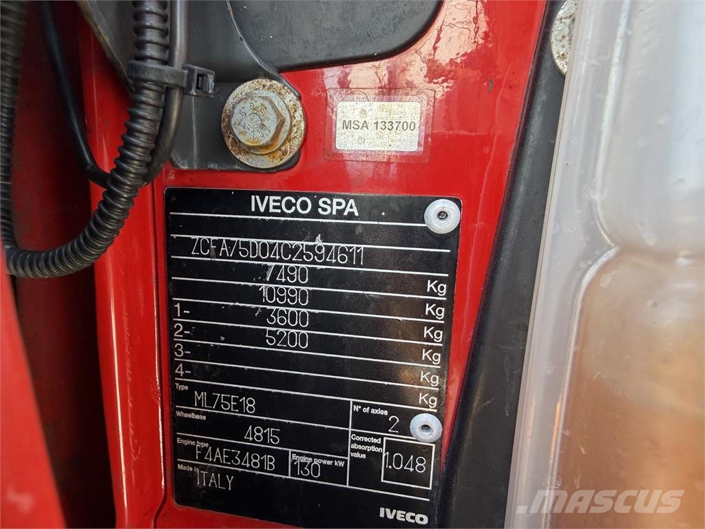 Iveco EUROCARGO 75E18 valnik s bočnicami E5 manual VIN 6 نصف مقطورات مسطحة / مفصلية الجوانب