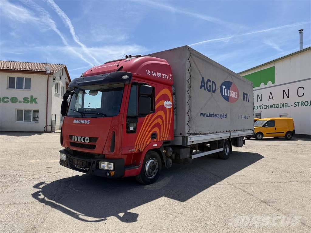 Iveco EUROCARGO 75E18 valnik s bočnicami E5 manual VIN 6 نصف مقطورات مسطحة / مفصلية الجوانب