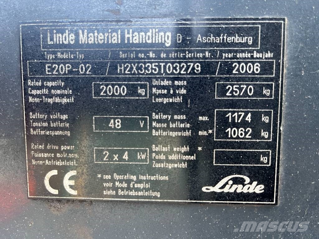 Linde E20 /335/ V-3910 OB Električni viljuškari