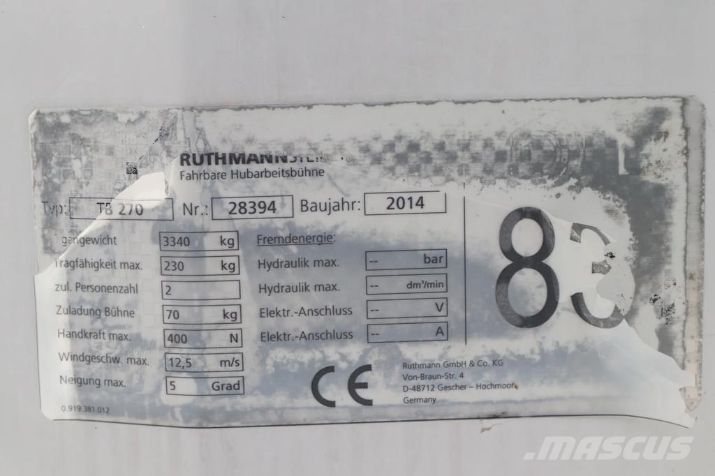 Mercedes-Benz Sprinter 313 | RUTHMANN TB270 | 27 METER | EURO 5 Piattaforme autocarrate
