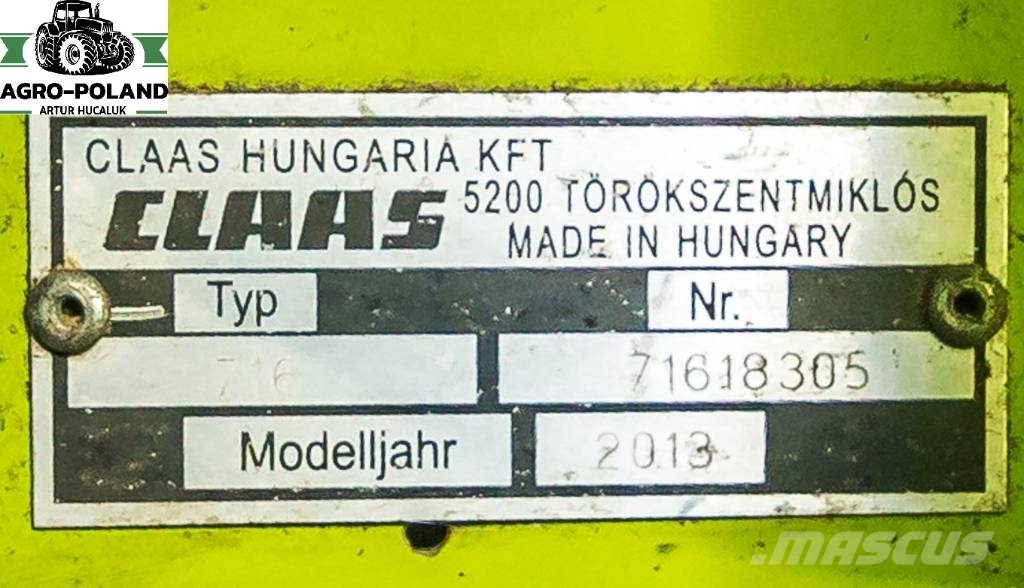 CLAAS VARIO 750 (NOWY MODEL)- 2013 ROK + WÓZEK + KOSY 联合收割机头