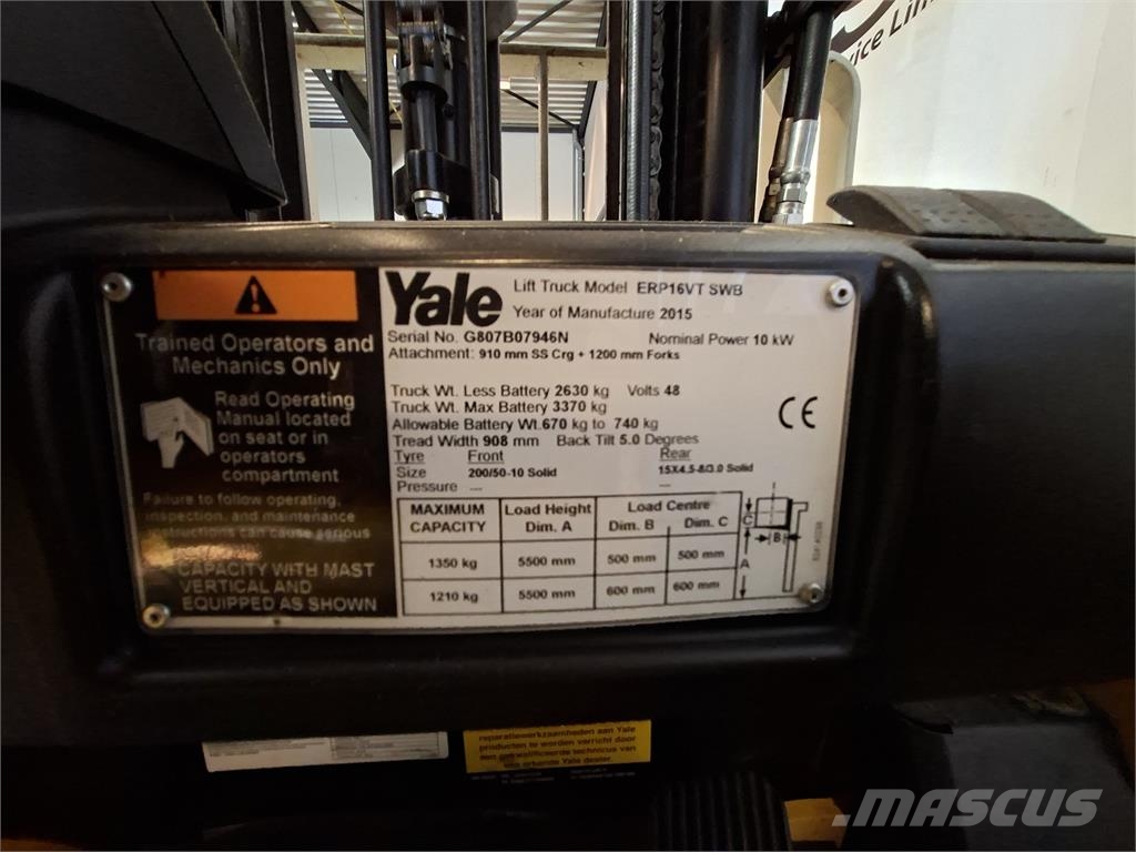 Yale ERP16VT SWB E2430 2015 Chariots élévateurs électriques