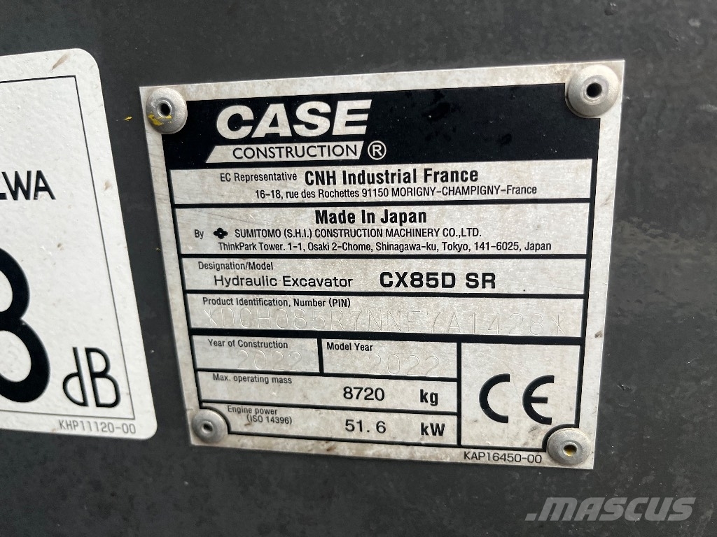 CASE CX 85 D / Engcon, Kauha, Rasvari Средни екскаватори 7т - 12т