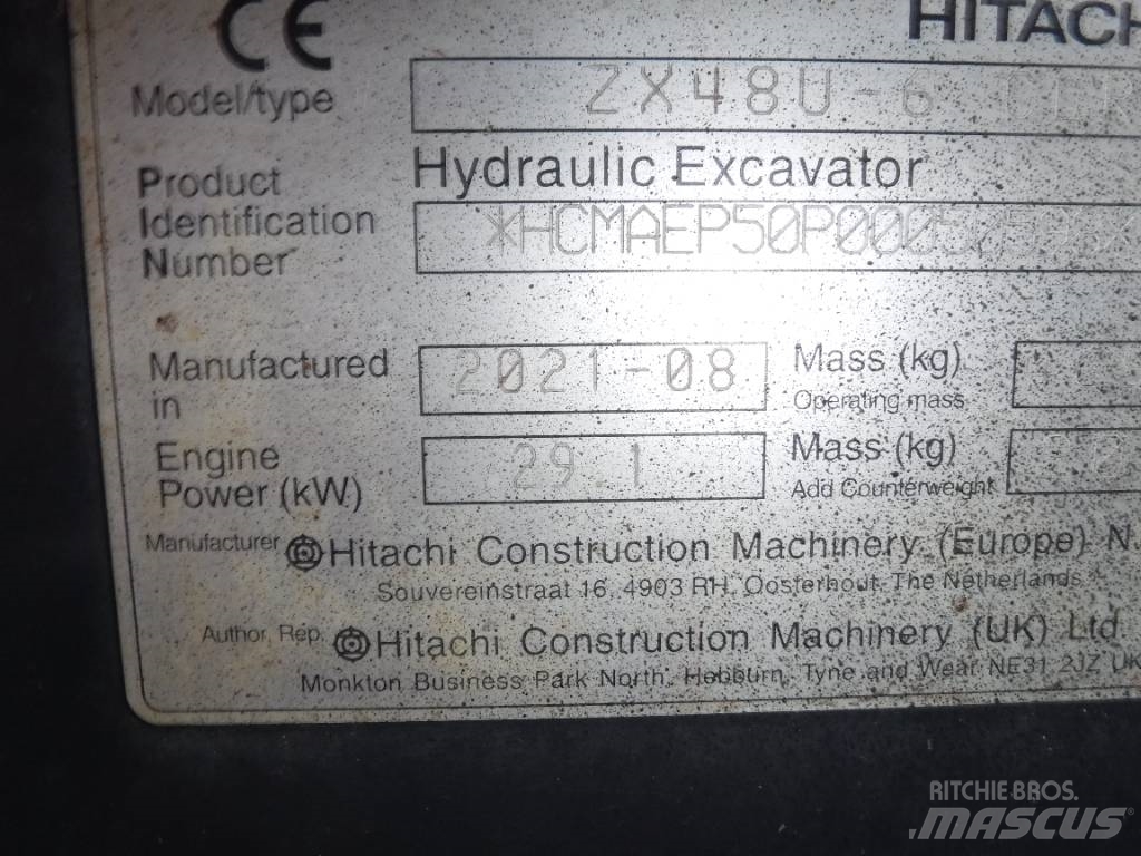 Hitachi ZX 48 U-6, 2021, Luton, Bedfordshire, United Kingdom