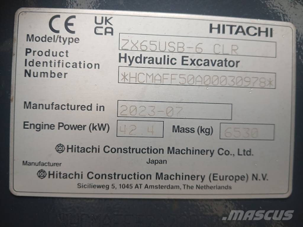 Hitachi ZX65USB-6 CLR 중형굴삭기 7톤-28톤