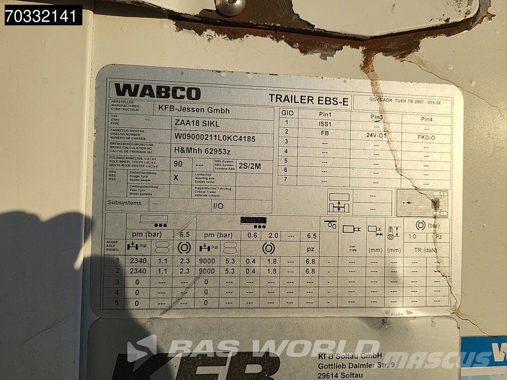 Wabco ZAA18SIKL 2 axles مقطورات ذات هيكل صندوقي