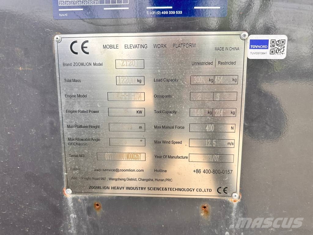 Zoomlion ZT 20 J Nacele cu brat telescopic