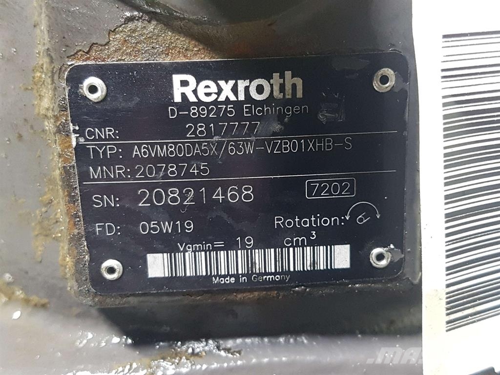 Volvo L25B-Rexroth A6VM80DA5X/63W-Drive motor/Fahrmotor Hidrolik