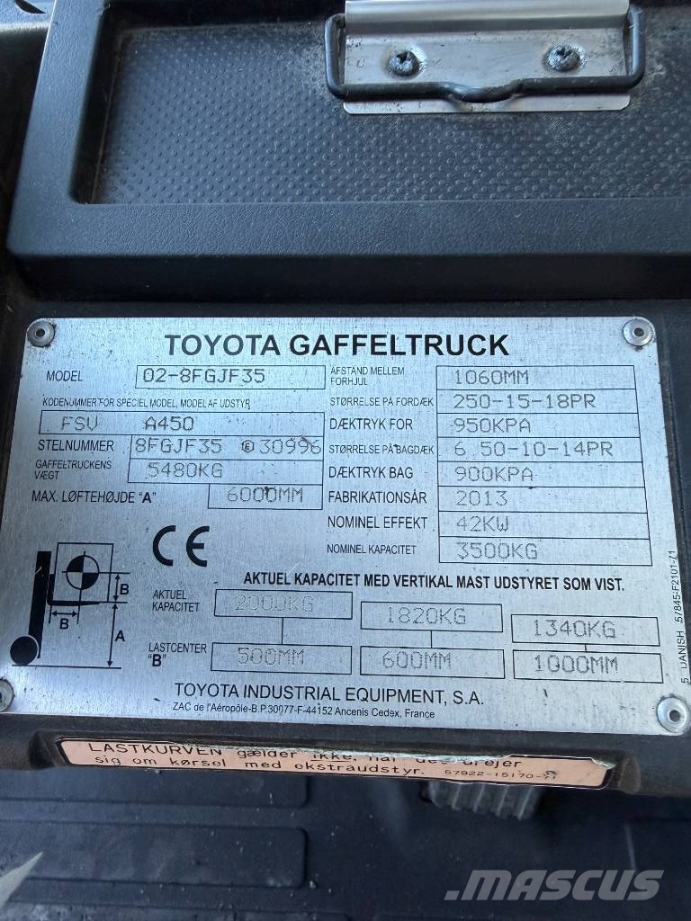 Toyota 02-8 FGJF 35 LPG forklifts
