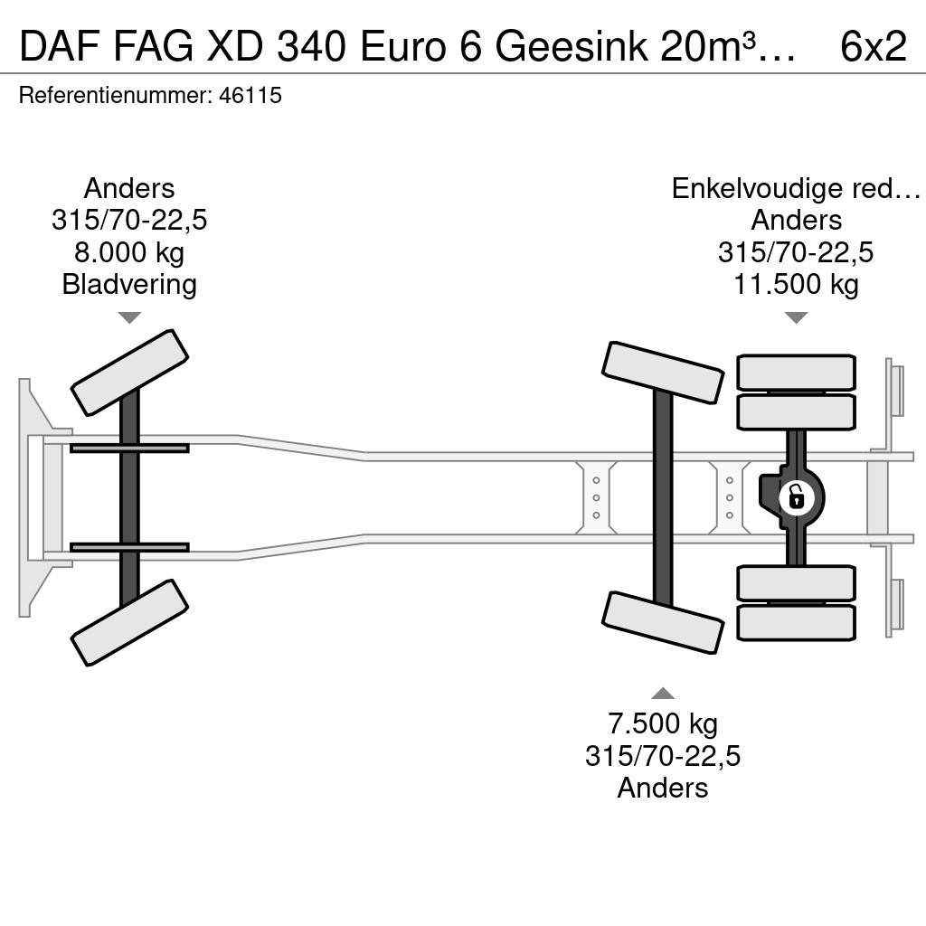 DAF FAG XD 340 Euro 6 Geesink 20m³ Welvaarts weighing Camiones de basura