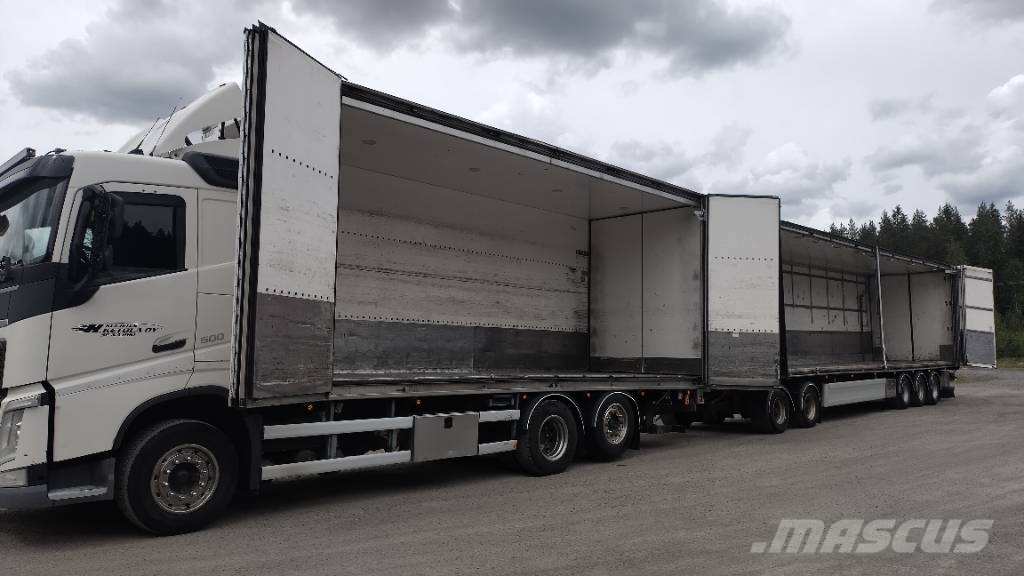 Volvo FH13 6x2 sivuauk+pl-nostin +5 aks kärry Camiones con caja de remolque