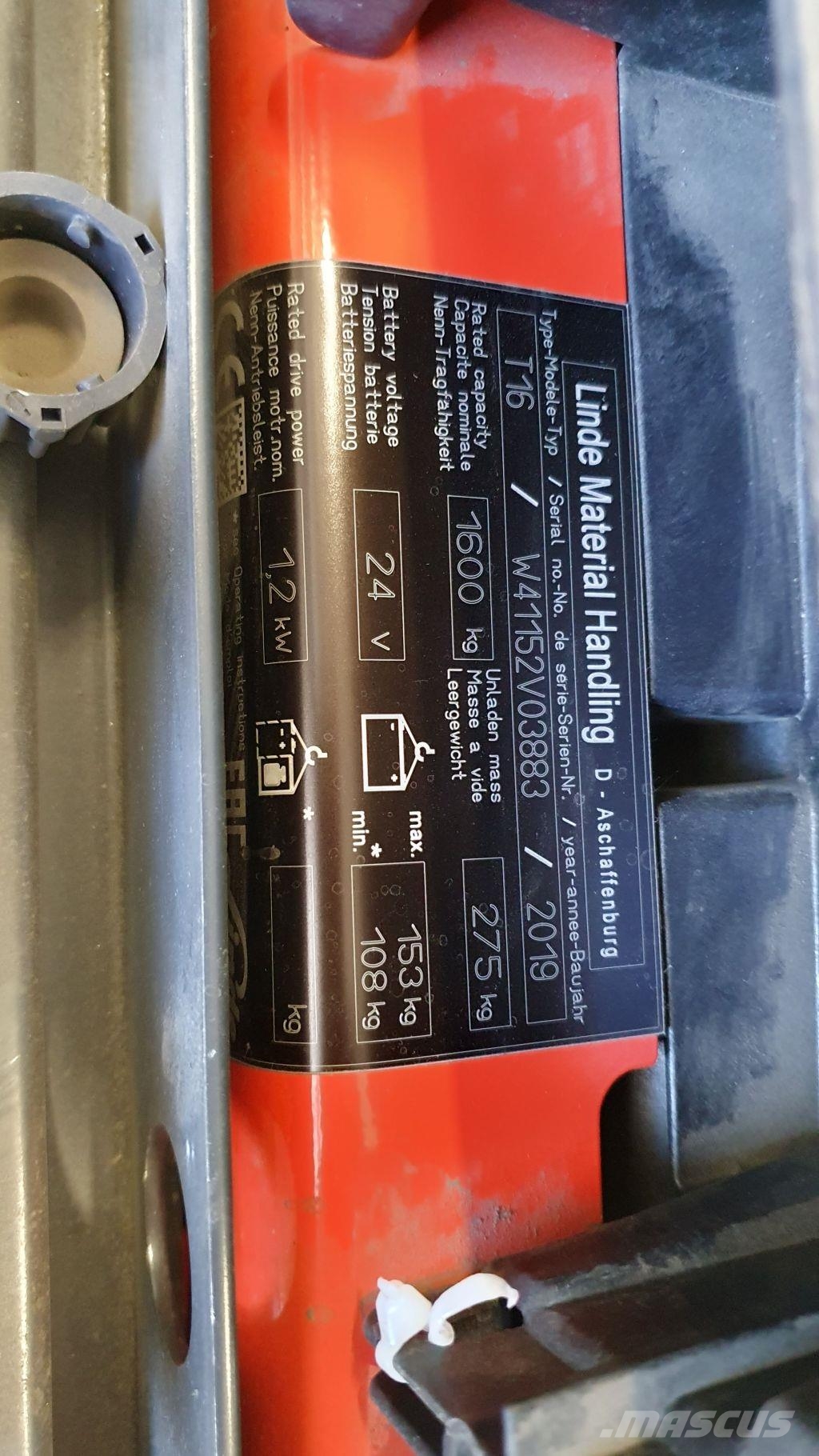 Linde T16 Li-Ion 行走控制式堆積機