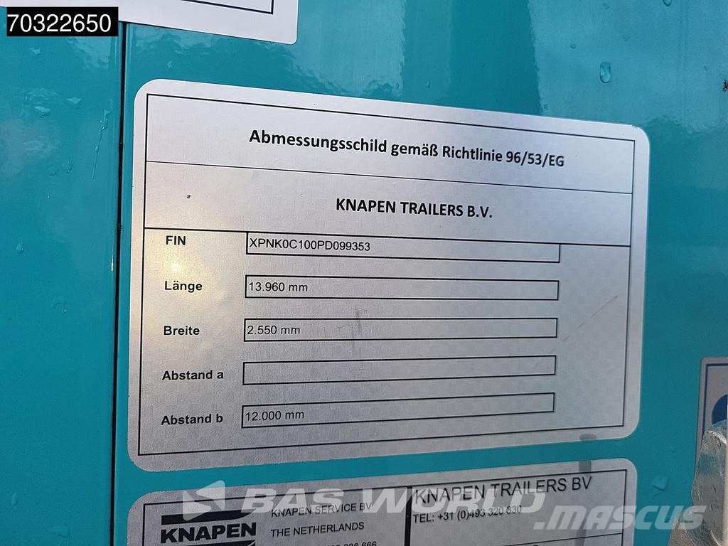 Knapen K100 Powersheet 10mm 92m3 Lift Axle Walking floor semi-trailers