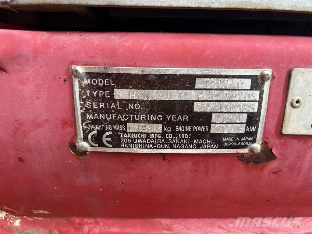 Takeuchi TB1140 Telakaivukoneet