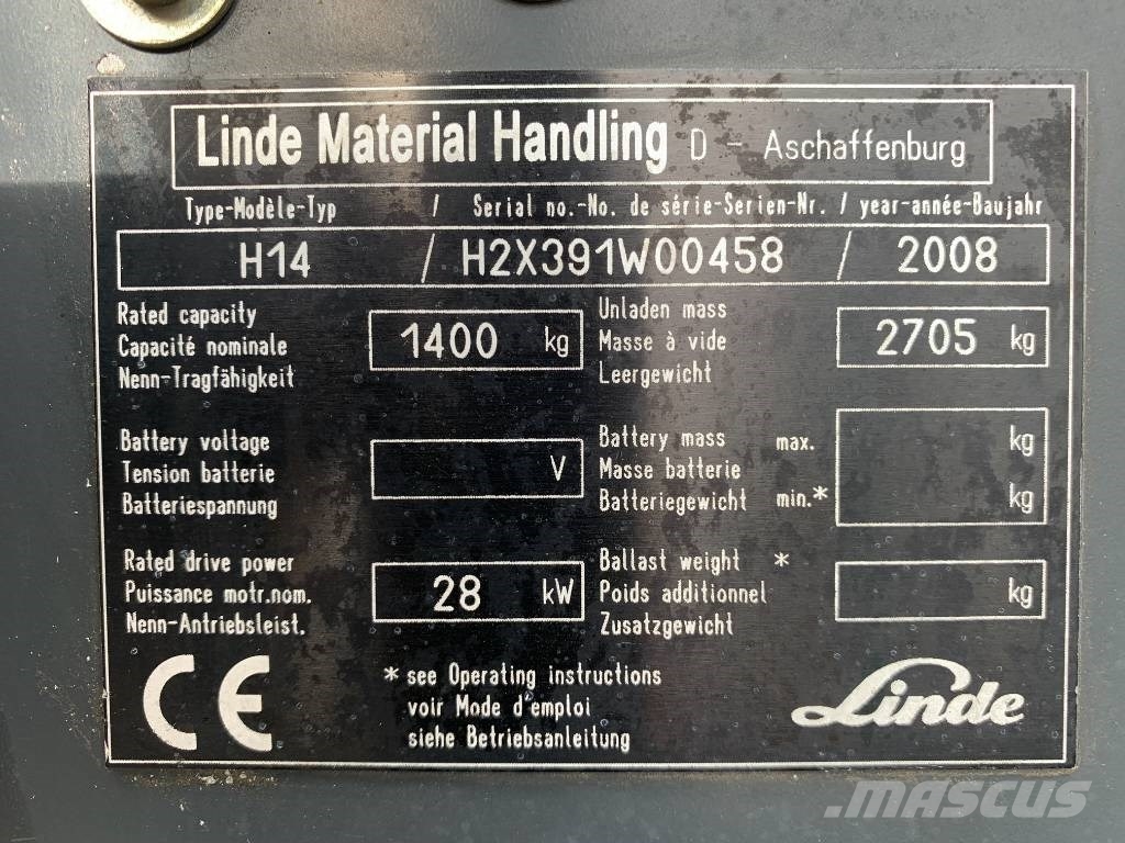 Linde H14T /391/ V-3688 OB Carrelli elevatori GPL