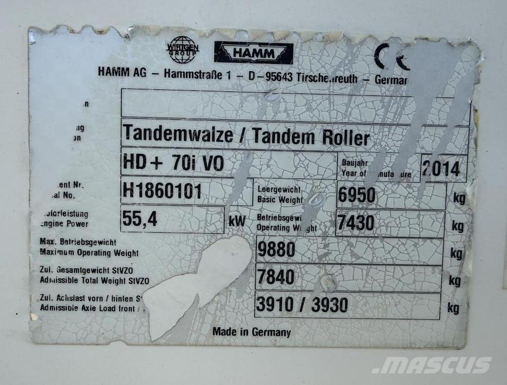 Hamm HD+ 70i VO مداحل ثنائية الاسطوانة