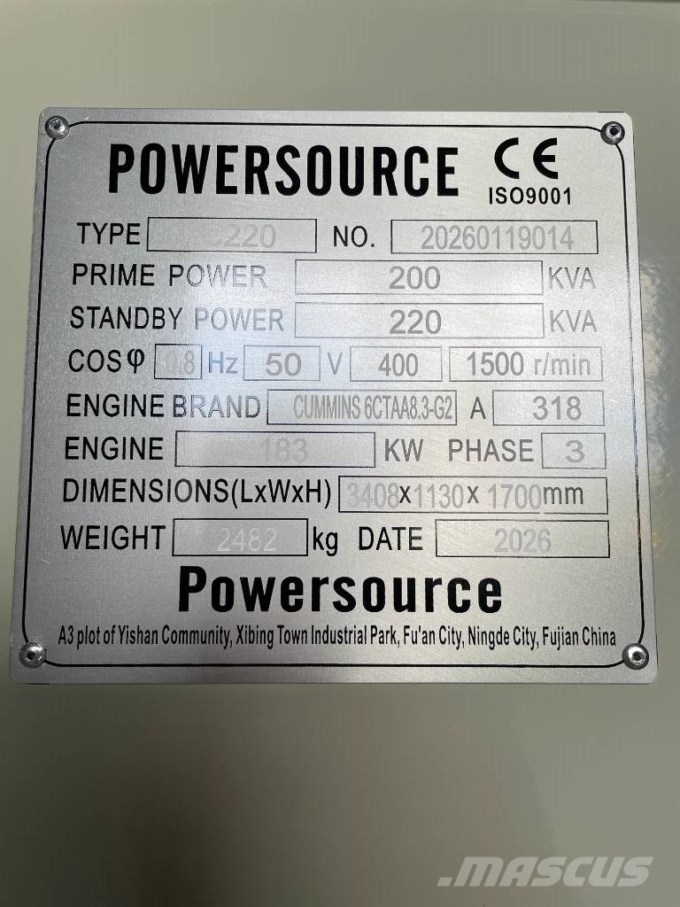 Cummins 6CTAA8.3-G2 - 220 kVA Generator - DPX-19840 مولدات ديزل