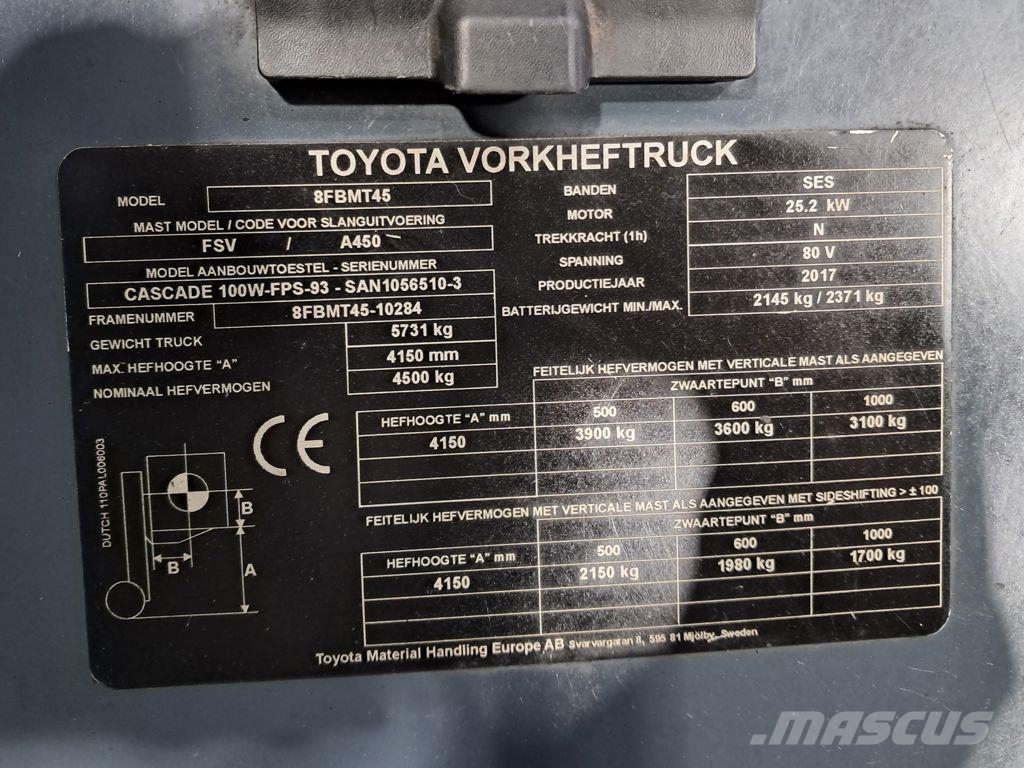 Toyota 8FBMT45 Електрически вилични кари-повдигачи