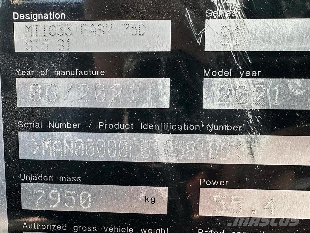 Manitou MT1033 Easy 75D ST5 S1 Teleskoplader Telescopic handlers