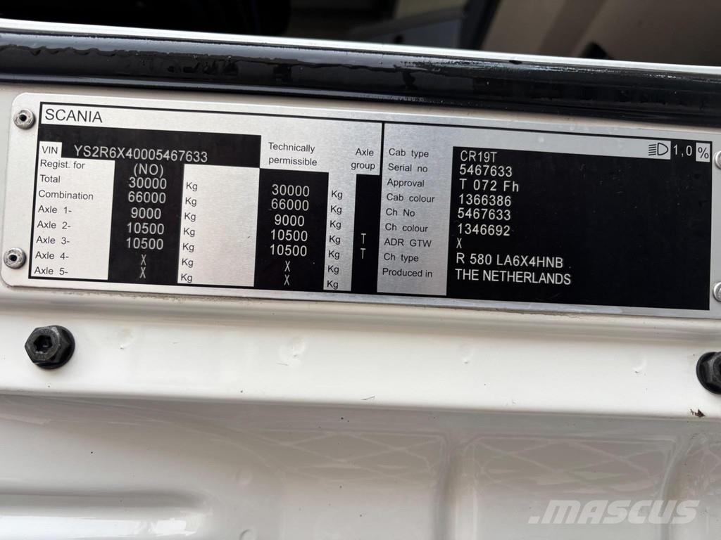 Scania R580 6x4 EURO6 + RETARDER + WB3300mm Τράκτορες