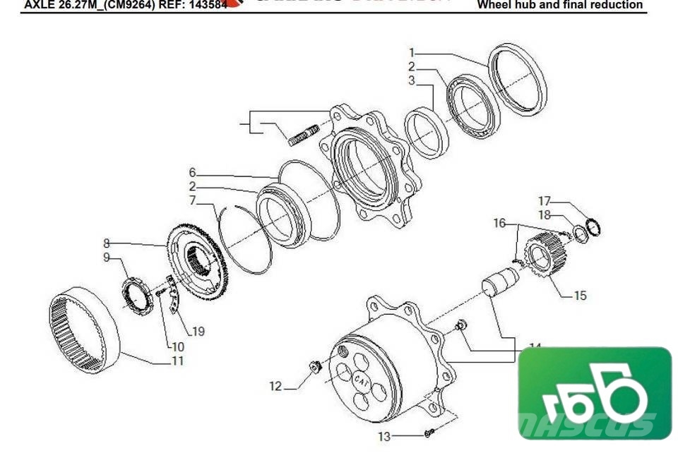 Carraro 26.27M Final Drive (143584) /CAT TH 220 Axle shaft Transmisijos