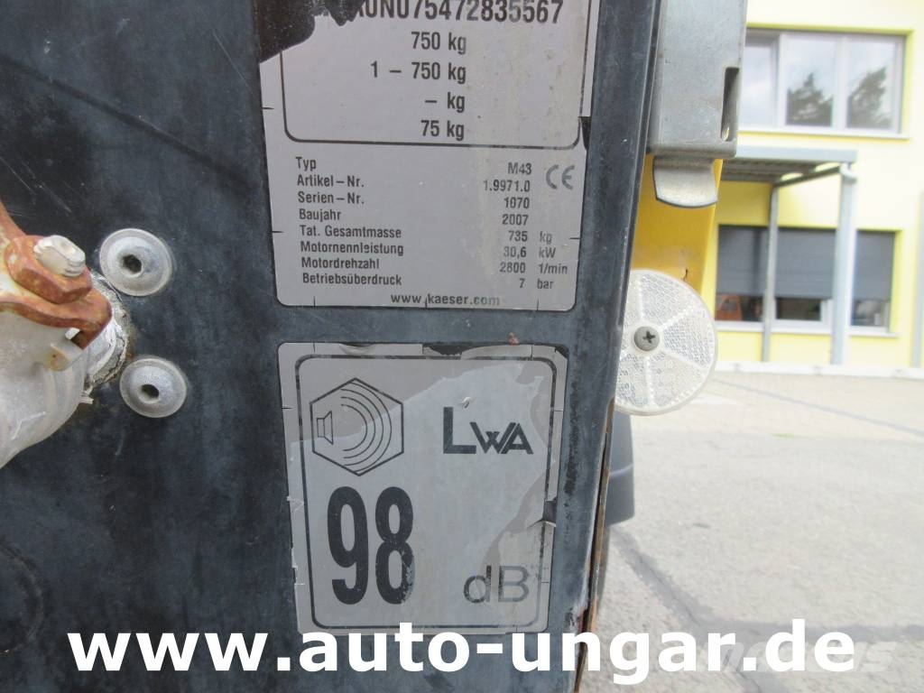 Kaeser M43 7 bar Kompressor mit Kubota Diesel 1.052 Std Compressors
