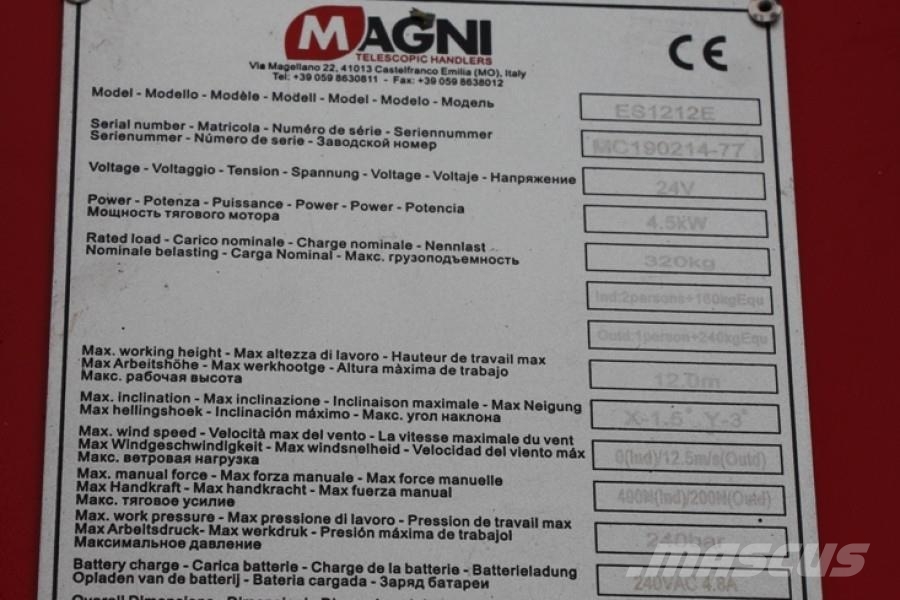 Magni ES1212E Electric, 12m Working Height, 320kg Capaci Šķerveida pacēlāji