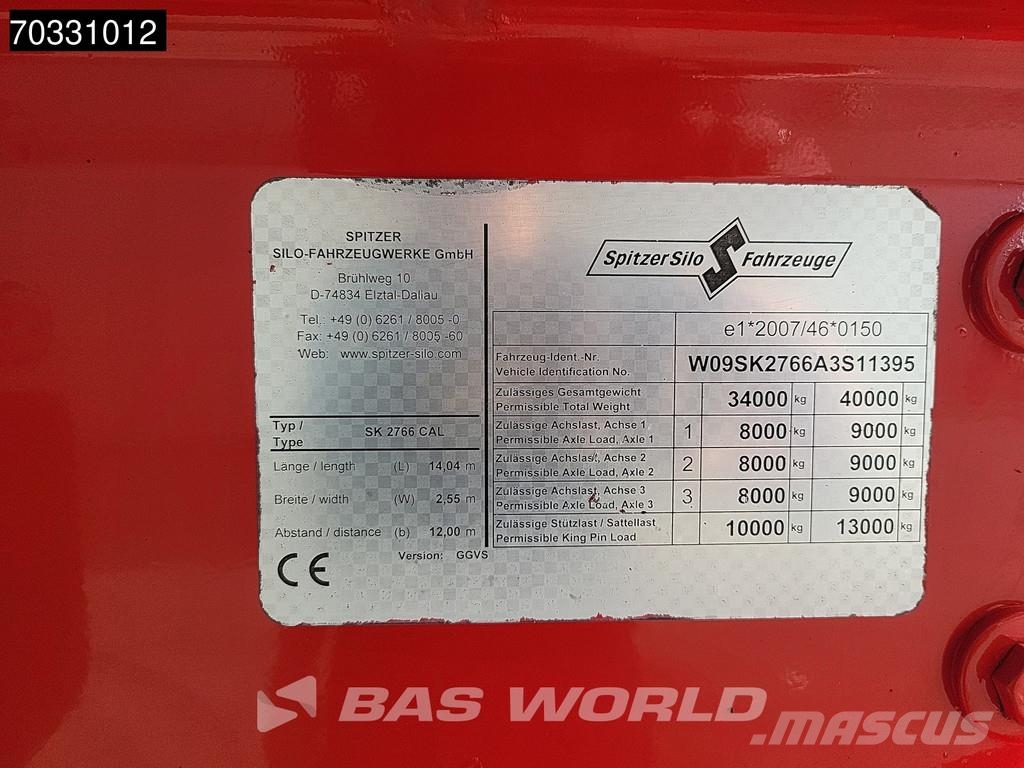 Spitzer SK 2766 CAL 3 axles TÜV 01/27 ADR 66m3 Ημιρυμούλκες βυτίων