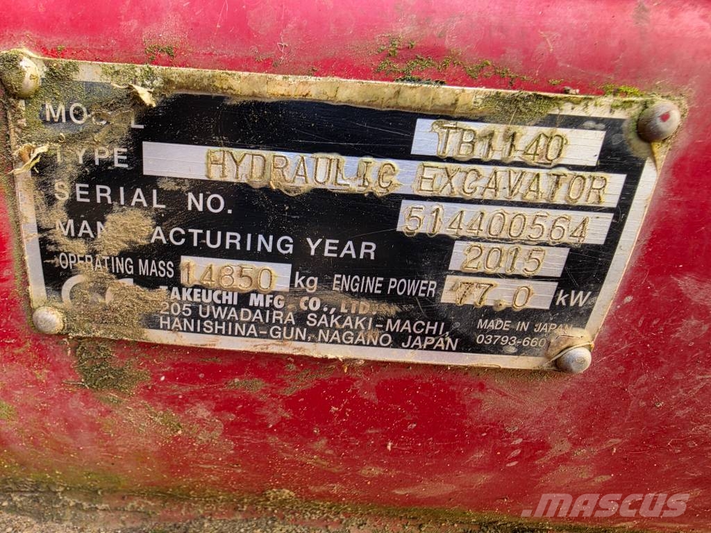 Takeuchi TB 1140 serie 2 Rupsgraafmachines