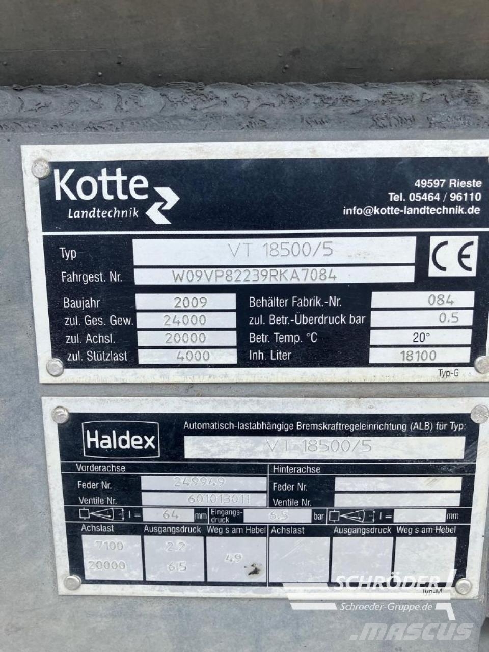 Kotte VT 18500/5 Cysterny do szlamu
