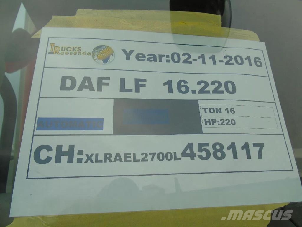 DAF LF 220 + CARRIER SUPRA 850 + 16T + EURO 6 شاحنات بدرجة حرارة قابلة للضبط