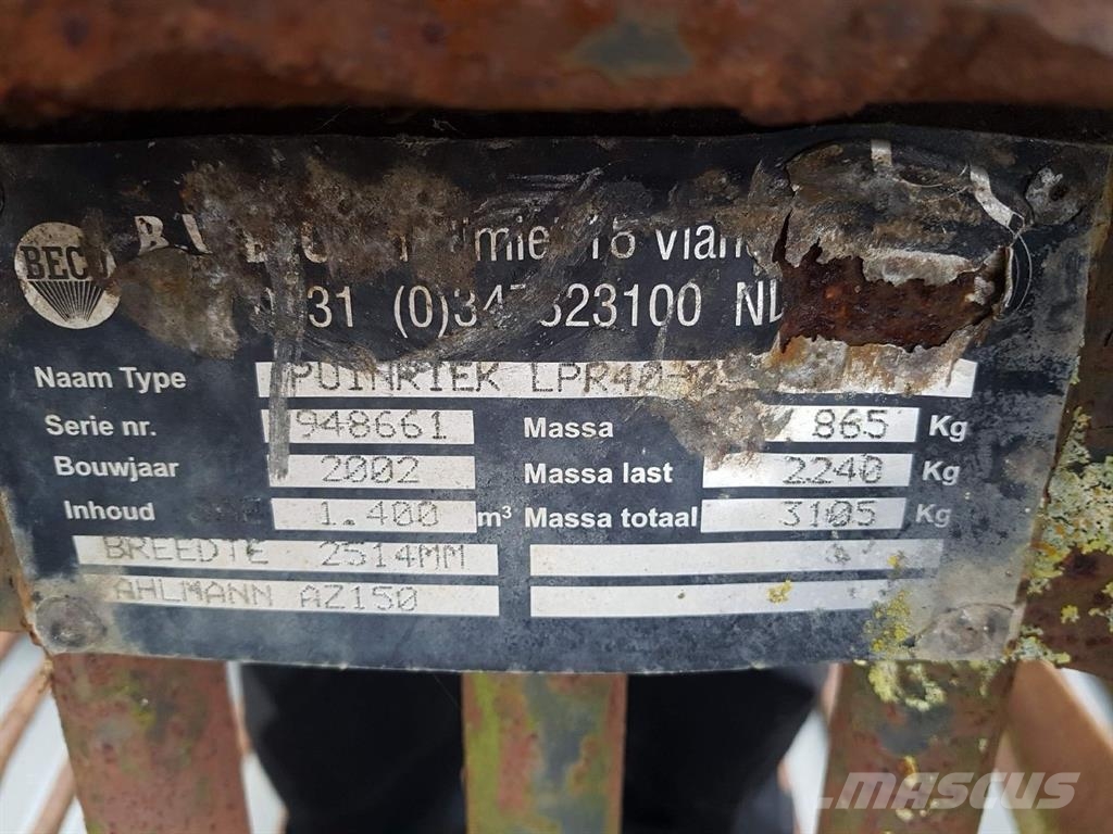 Ahlmann AZ150-Beco LPR40-2,51 mtr-Skeleton bucket Elekli kepçeler