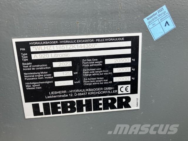Liebherr A 920 Litronic Hjulgrävare