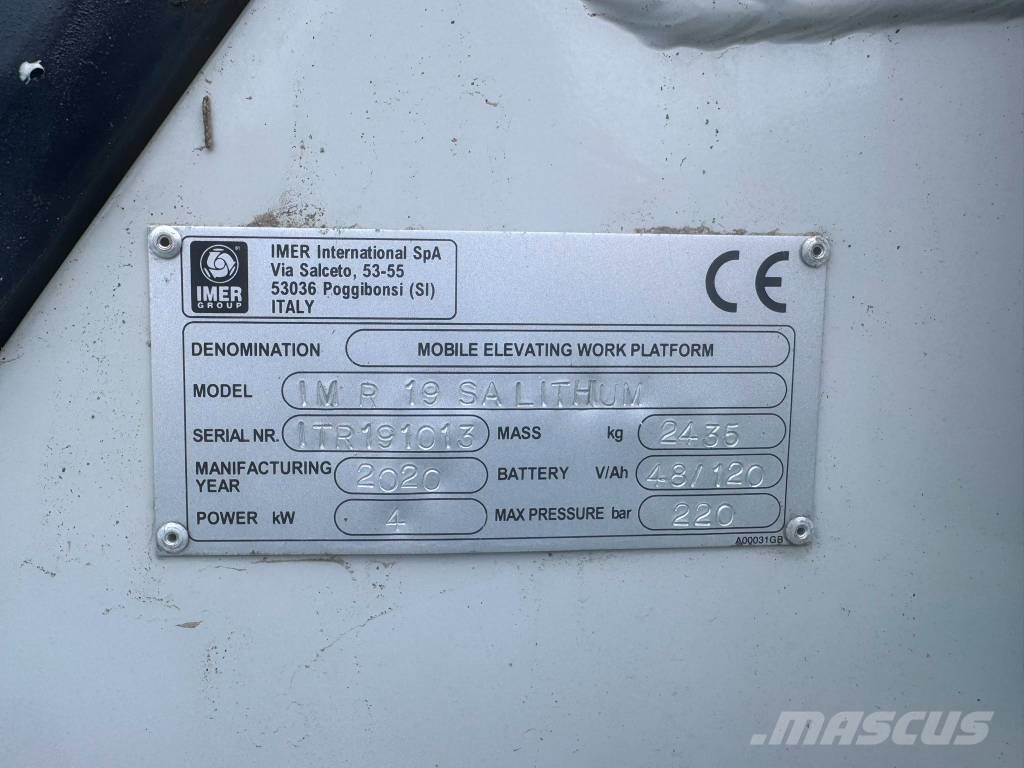 Imer R19 SA Lithium Plataformas con brazo de elevación manual