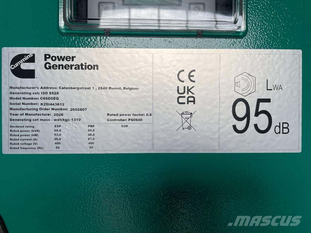 Cummins C66D5EQ - 66 kVA Generator - DPX-18507-Q Diesel generatoren